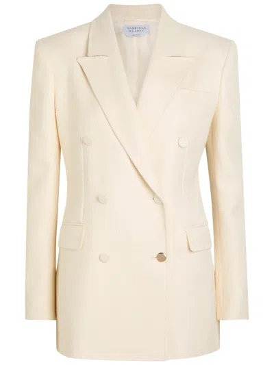 Gabriela Hearst Gavin Double-breasted Silk And Wool-blend Blazer In Neutral