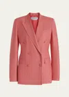Gabriela Hearst Gavin Silk-wool Double-breasted Blazer Jacket In Watermelon