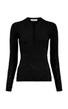 Gabriela Hearst Gaviran Knit Lace Wool Henley Top In Black