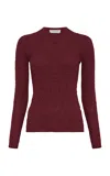 Gabriela Hearst Gaviran Knit Lace Wool Henley Top In Red