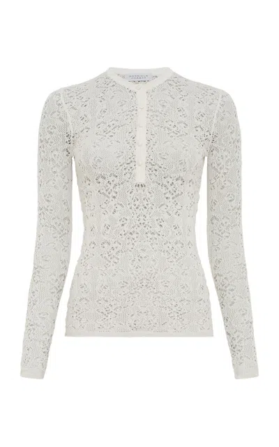 Gabriela Hearst Gaviran Knit Lace Wool Henley Top In White