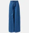 Gabriela Hearst Gelos High-rise Cotton And Linen Wide-leg Pants In Blue