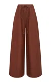 Gabriela Hearst Gelos Leather Wide-leg Pants In Brown
