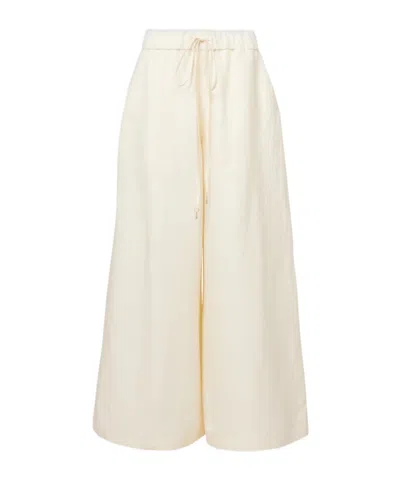 Gabriela Hearst Gelos Linen And Silk Wide-leg Pants In Yellow