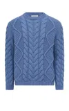 Gabriela Hearst Geoffrey Knit Sweater In Light Blue Denim Cashmere In Light Blue Denim