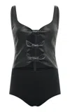 Gabriela Hearst Geraldine Cutout Leather Bodysuit In Black