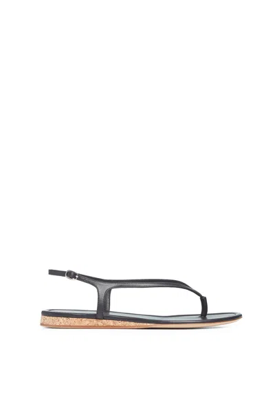 Gabriela Hearst Gia Flat Sandal In Black Leather