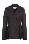 Gabriela Hearst Giorgio Fringe Blazer In Black Textured Linen In Black