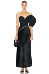 Gabriela Hearst Giulia Maxi Dress In Black Wool Silk Cady & Silk Velvet In Black