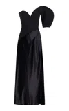 Gabriela Hearst Giulia Maxi Dress In Black Wool Silk Cady & Silk Velvet In Black