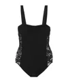 Gabriela Hearst Glass Embossed Lace Trim Bodysuit In Black
