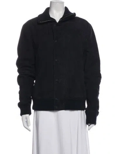 Pre-owned Gabriela Hearst Goat Leather Bomber Jacket In Black