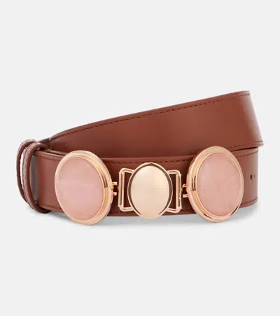 Gabriela Hearst Grange Embellished Leather Belt In Burgundy