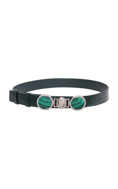 Gabriela Hearst Grange Stone-detailed Leather Belt In Green