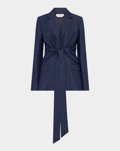 Gabriela Hearst Grant Knotted Denim Blazer In Blue