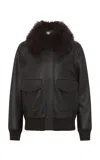 Gabriela Hearst Grant Shearling-collar Leather Jacket In Black