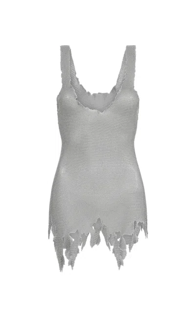 Gabriela Hearst Gwendolin Chainmail Tank Top In Silver Steel
