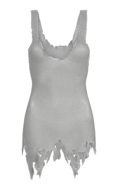 Gabriela Hearst Gwendolin Steel Chainmail Tank Top In Silver