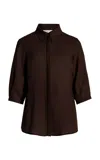 Gabriela Hearst Hadley Blouse In Chocolate Virgin Wool In Chocolate
