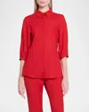 Gabriela Hearst Hadley Blouse In Scarlet Red Virgin Wool In Scarlet Red