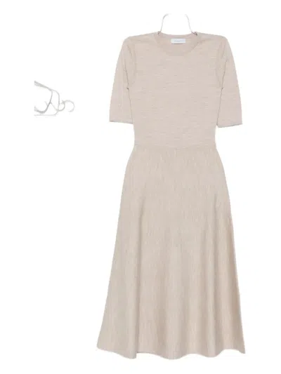 Gabriela Hearst Half-sleeve A-line Midi Dress In Neutral