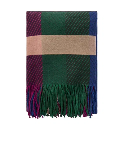 Gabriela Hearst Halo Fringed Striped Cashmere Blanket In Green