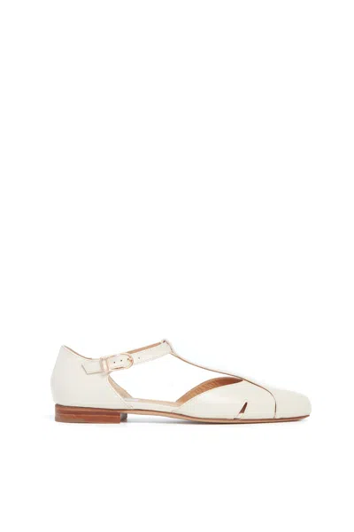 Gabriela Hearst Harlow Ballerina Flat Shoe In Cream Leather