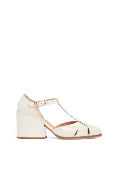 Gabriela Hearst Hawes Leather T-strap Pumps In Cream