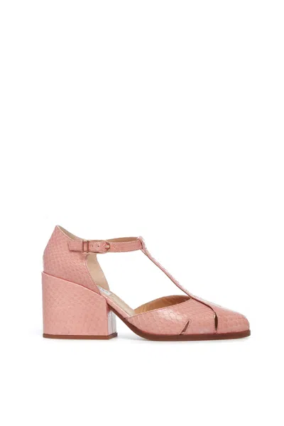 Gabriela Hearst Hawes T-strap Heel In Light Pink Snakeskin