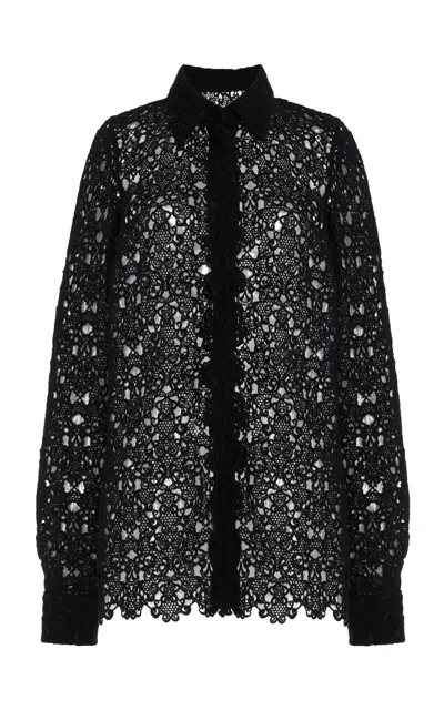 Gabriela Hearst Heath Shirt In Black Cashmere Lace