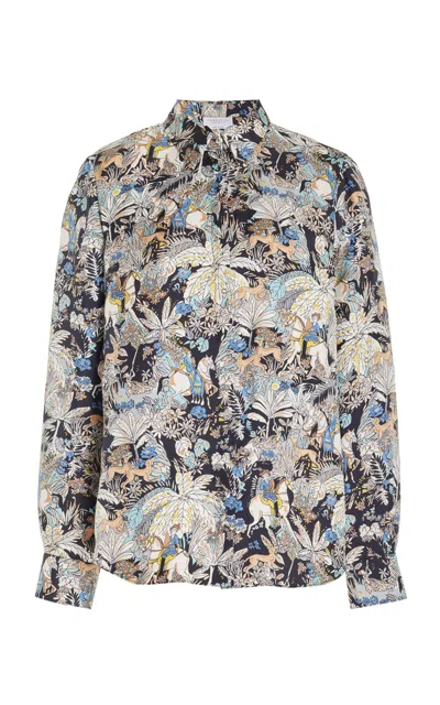 GABRIELA HEARST HENRI BLOUSE IN BLUE MULTI PRINTED SILK