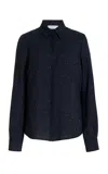Gabriela Hearst Henri Blouse In Dark Navy Multi Printed Wool In Dark Navy Multi