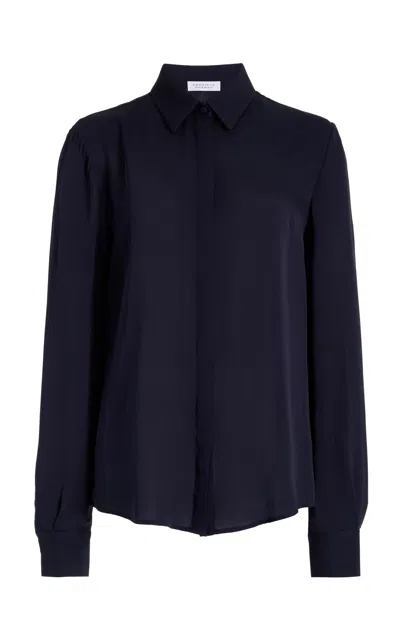 Gabriela Hearst Henri Blouse In Dark Navy Silk Cashmere