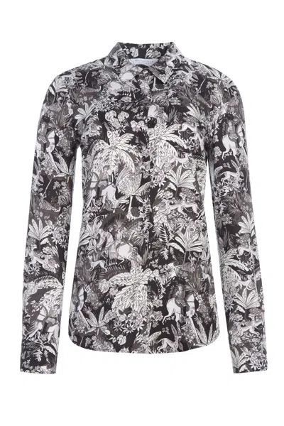 Gabriela Hearst Henri Blouse In Grey Scale Printed Silk Twill