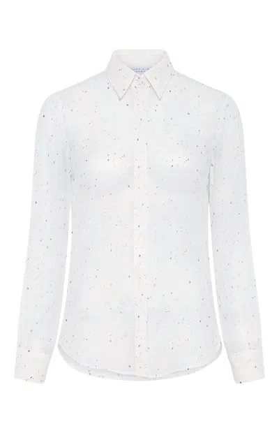 Gabriela Hearst Henri Blouse In Ivory Multi Speckle Silk Georgette