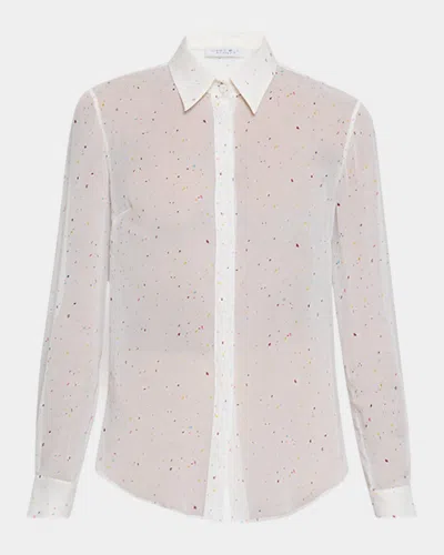 Gabriela Hearst Henri Speckled Silk Button-down Blouse In Ivory Multi