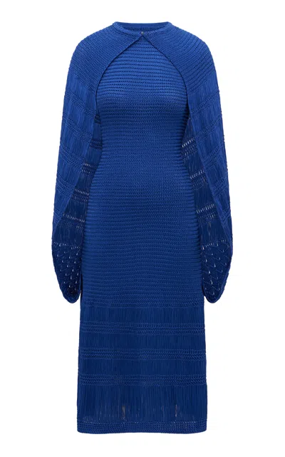Gabriela Hearst Hera Silk Cape Maxi Dress In Blue
