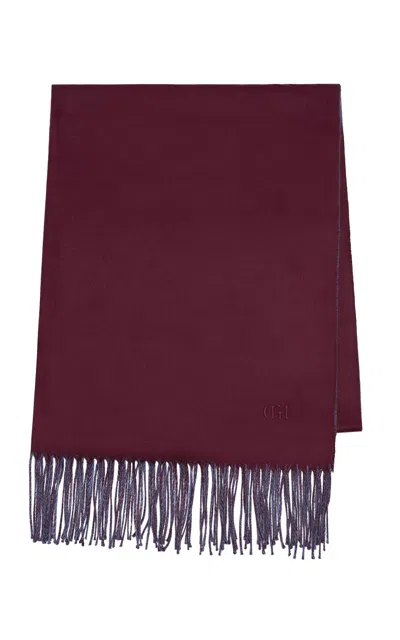 Gabriela Hearst Hollis Fringe Scarf In Bordeaux & Sky Silk In Bordeaux/sky