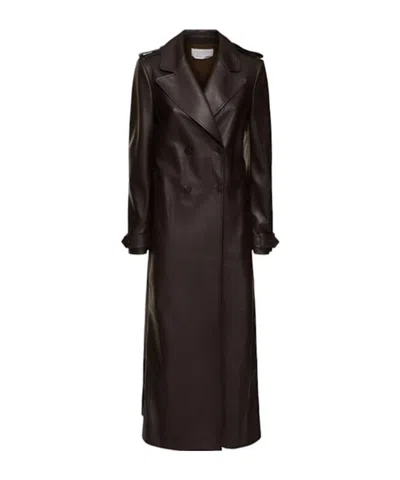 Gabriela Hearst Houstt Leather Long Coat In Burgundy