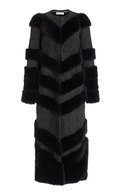 Gabriela Hearst Hugh Coat In Black Suede With Shearling