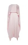 Gabriela Hearst Hunter Cape-overlay Hammered-silk Gown In Blush