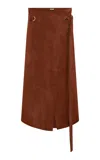 Gabriela Hearst Idalia Belted Suede Midi Skirt In Brown