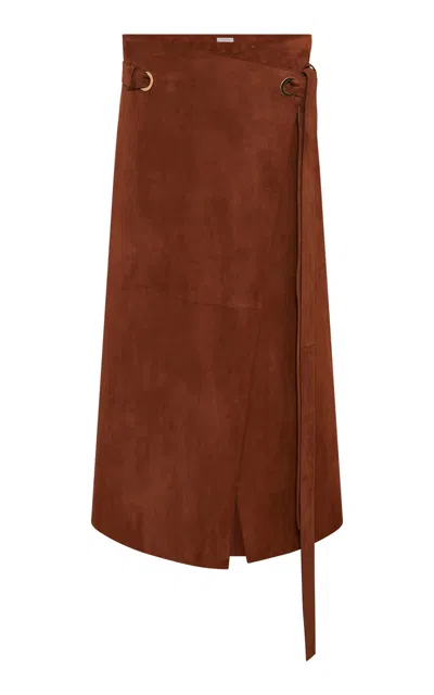 Gabriela Hearst Idalia Belted Suede Midi Skirt