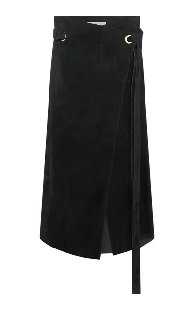 Gabriela Hearst Idalia Belted Suede Midi Skirt In Black