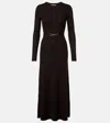 Gabriela Hearst Imagene Ribbed Long-sleeve Midi Dress With Belt In Multi