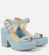 Gabriela Hearst Iman Platform Sandal In Light Blue Suede Denim In Blue