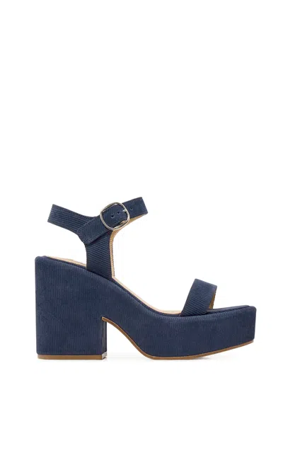 Gabriela Hearst Iman Platform Sandal In Navy Suede Corduroy In Blue