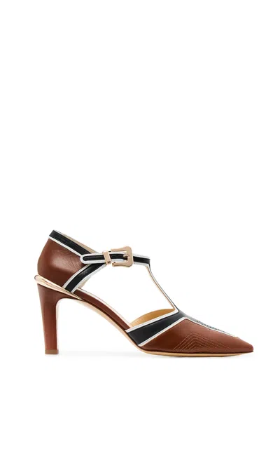 Gabriela Hearst Indi Moto T-strap Pump In Cognac Multi Leather In Brown