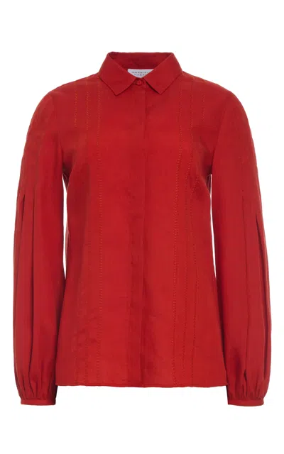 Gabriela Hearst Inga Blouse In Antelope Orange Aloe Linen