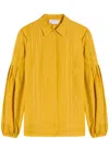 Gabriela Hearst Inga Pleated Linen Blouse In Gold